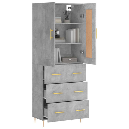 vidaXL Highboard Concrete Grey 69,5x34x180 cm Engineered Wood