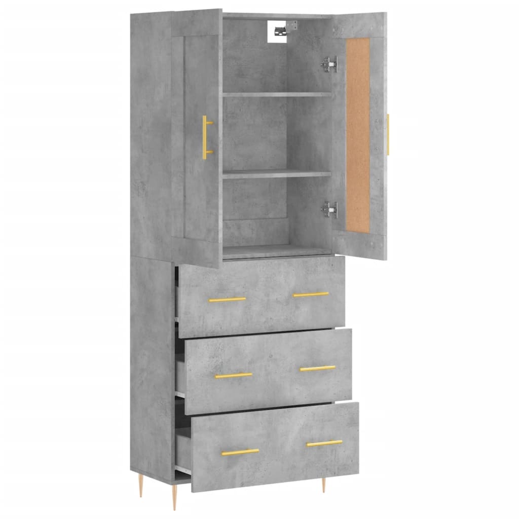 vidaXL Highboard Concrete Grey 69,5x34x180 cm Engineered Wood