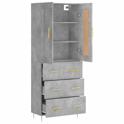 vidaXL Highboard Concrete Grey 69,5x34x180 cm Engineered Wood