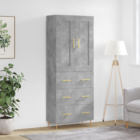 vidaXL Highboard Concrete Grey 69,5x34x180 cm Engineered Wood