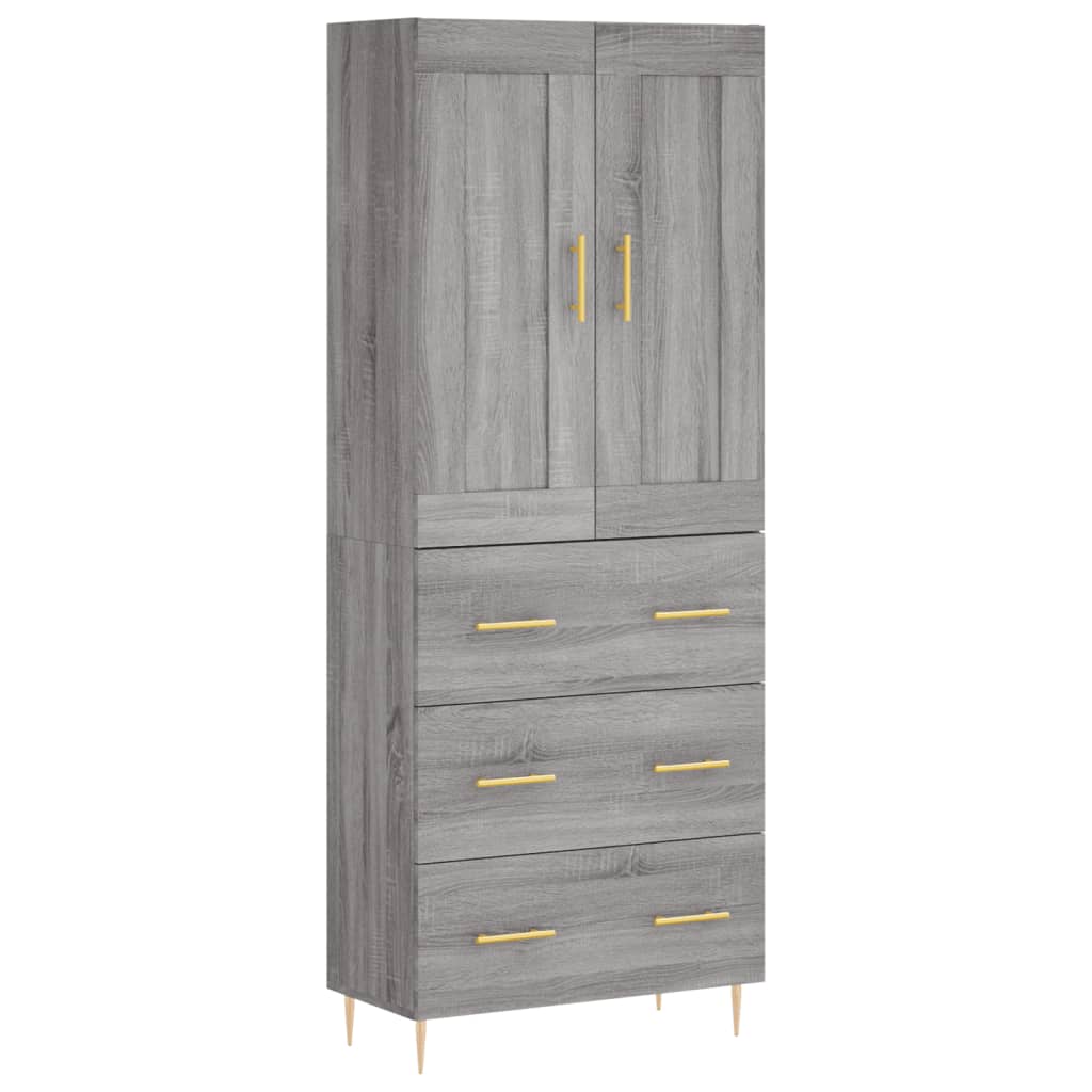 vidaXL Highboard Grey Sonoma 69.5x34x180 cm Engineered Wood