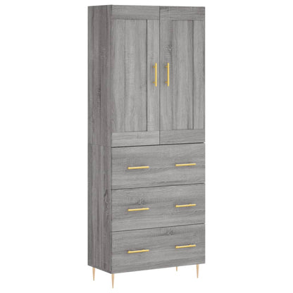 vidaXL Highboard Grey Sonoma 69.5x34x180 cm Engineered Wood