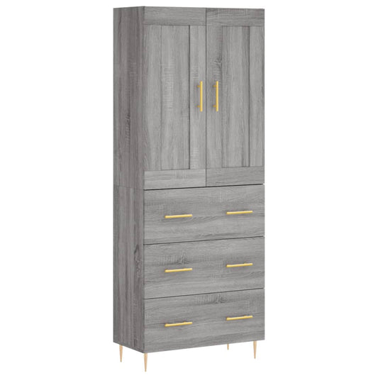 vidaXL Highboard Grey Sonoma 69.5x34x180 cm Engineered Wood