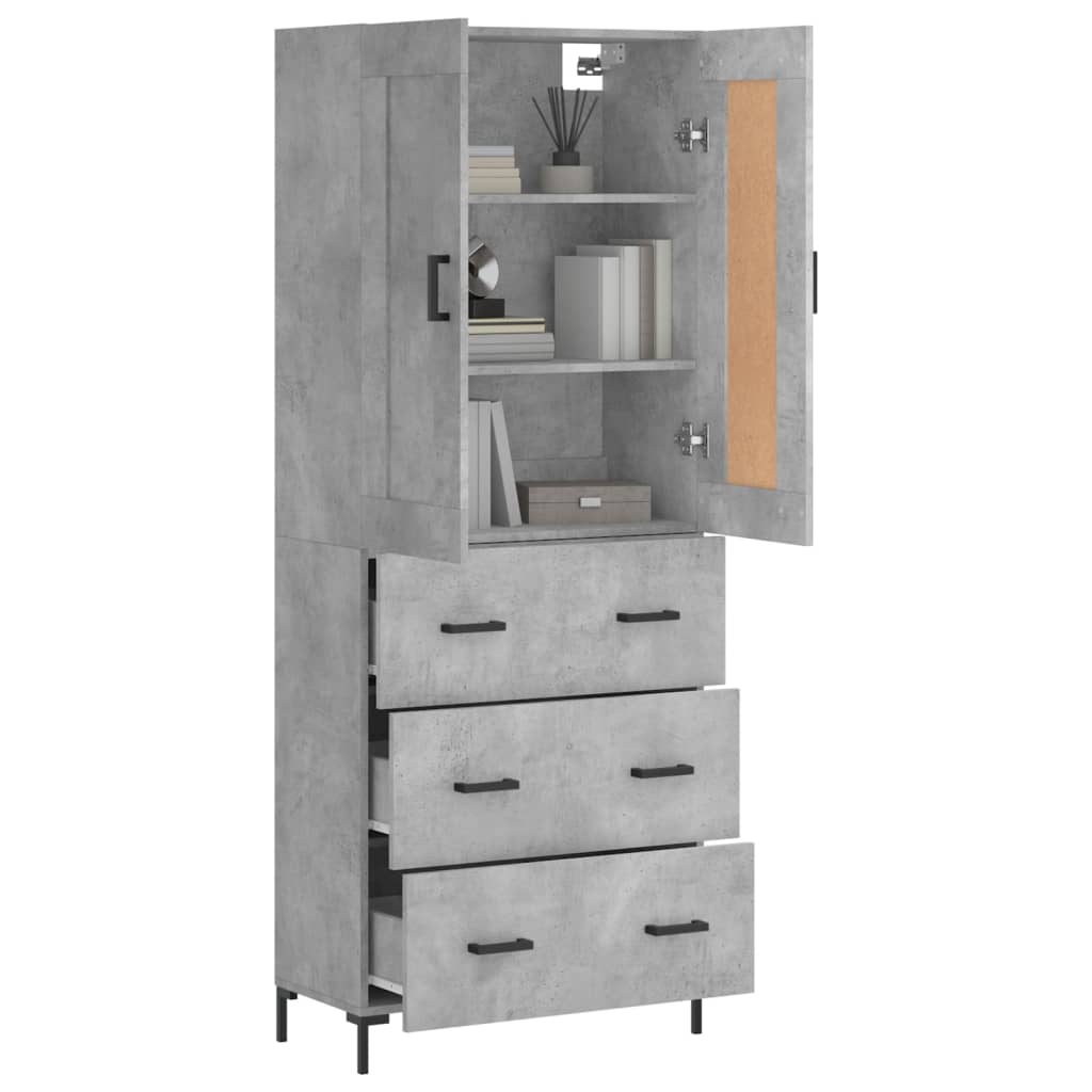 vidaXL Highboard Concrete Grey 69,5x34x180 cm Engineered Wood