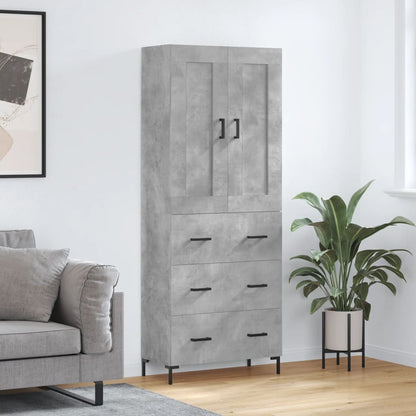 vidaXL Highboard Concrete Grey 69,5x34x180 cm Engineered Wood