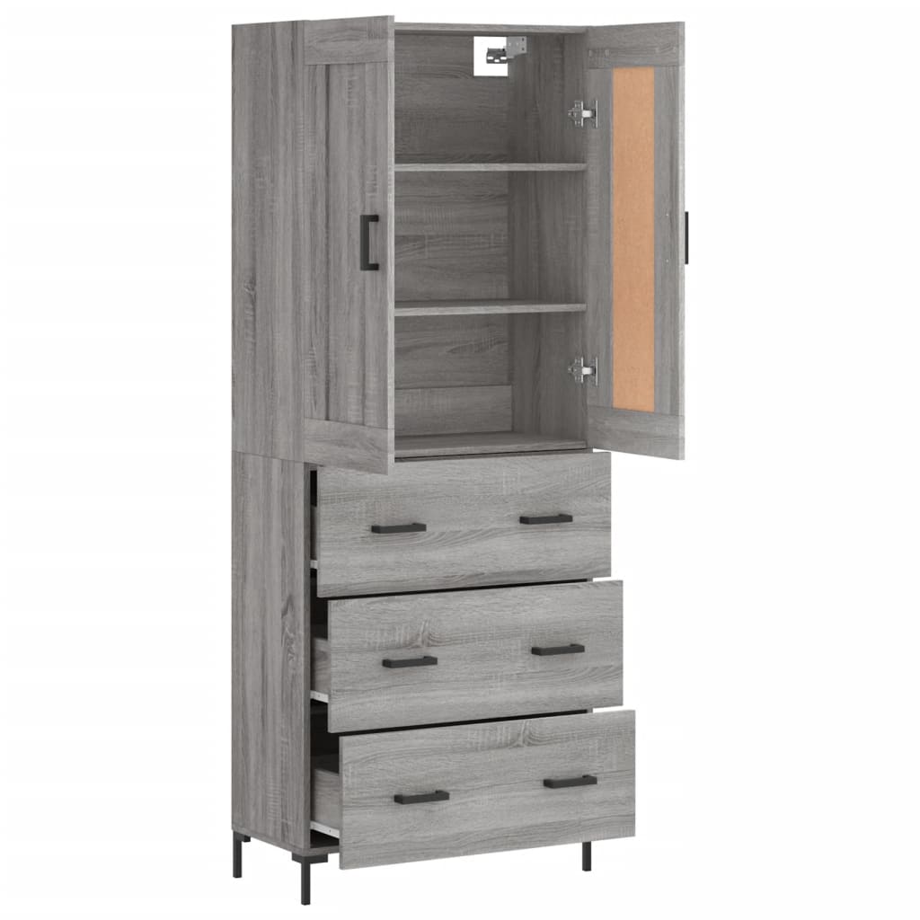 vidaXL Highboard Grey Sonoma 69,5x34x180 cm Engineered Wood