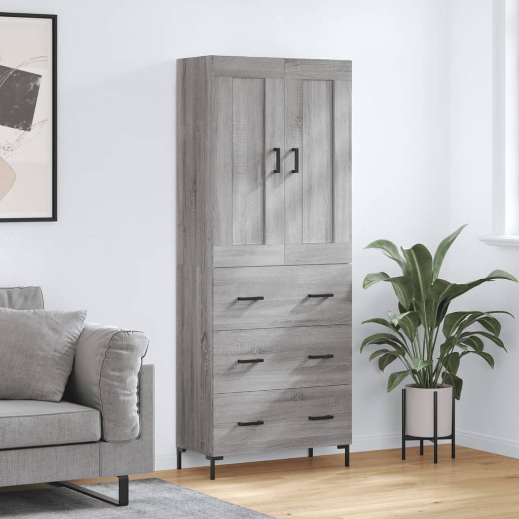 vidaXL Highboard Grey Sonoma 69,5x34x180 cm Engineered Wood