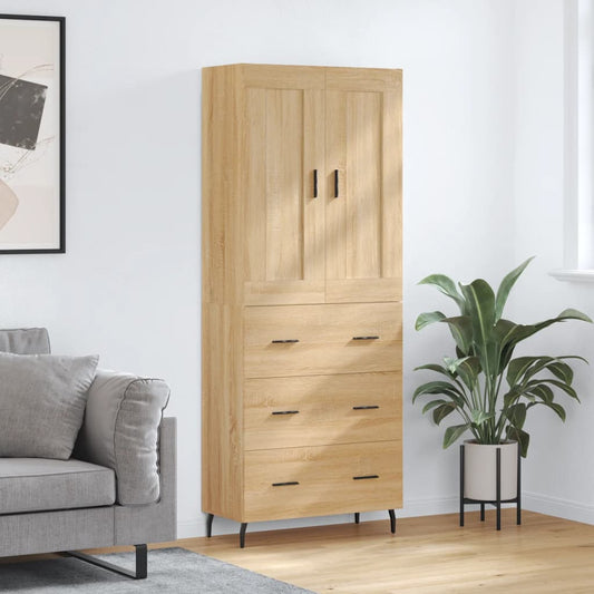 vidaXL Highboard Sonoma Oak 69,5x34x180 cm Engineered Wood