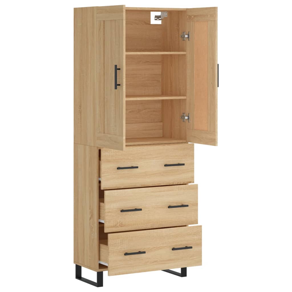 vidaXL Highboard Sonoma Oak 69,5x34x180 cm Engineered Wood