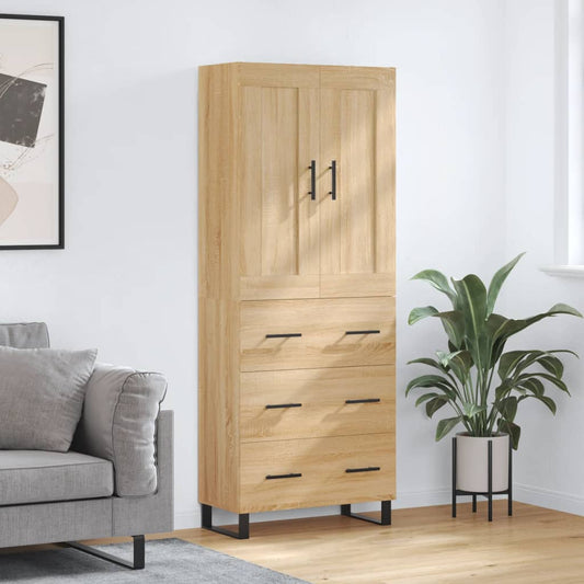 vidaXL Highboard Sonoma Oak 69,5x34x180 cm Engineered Wood