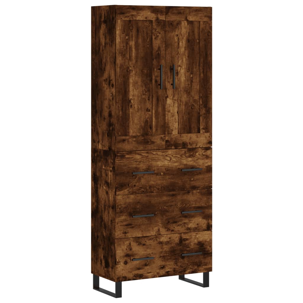 vidaXL Highboard Smoked Oak 69,5x34x180 cm Engineered Wood
