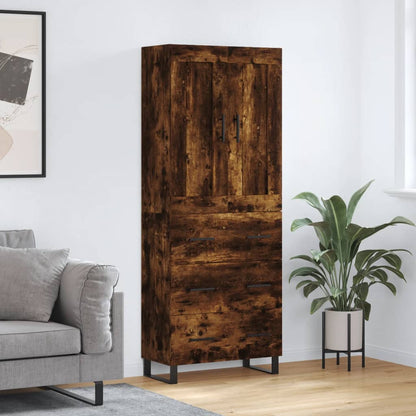 vidaXL Highboard Smoked Oak 69,5x34x180 cm Engineered Wood