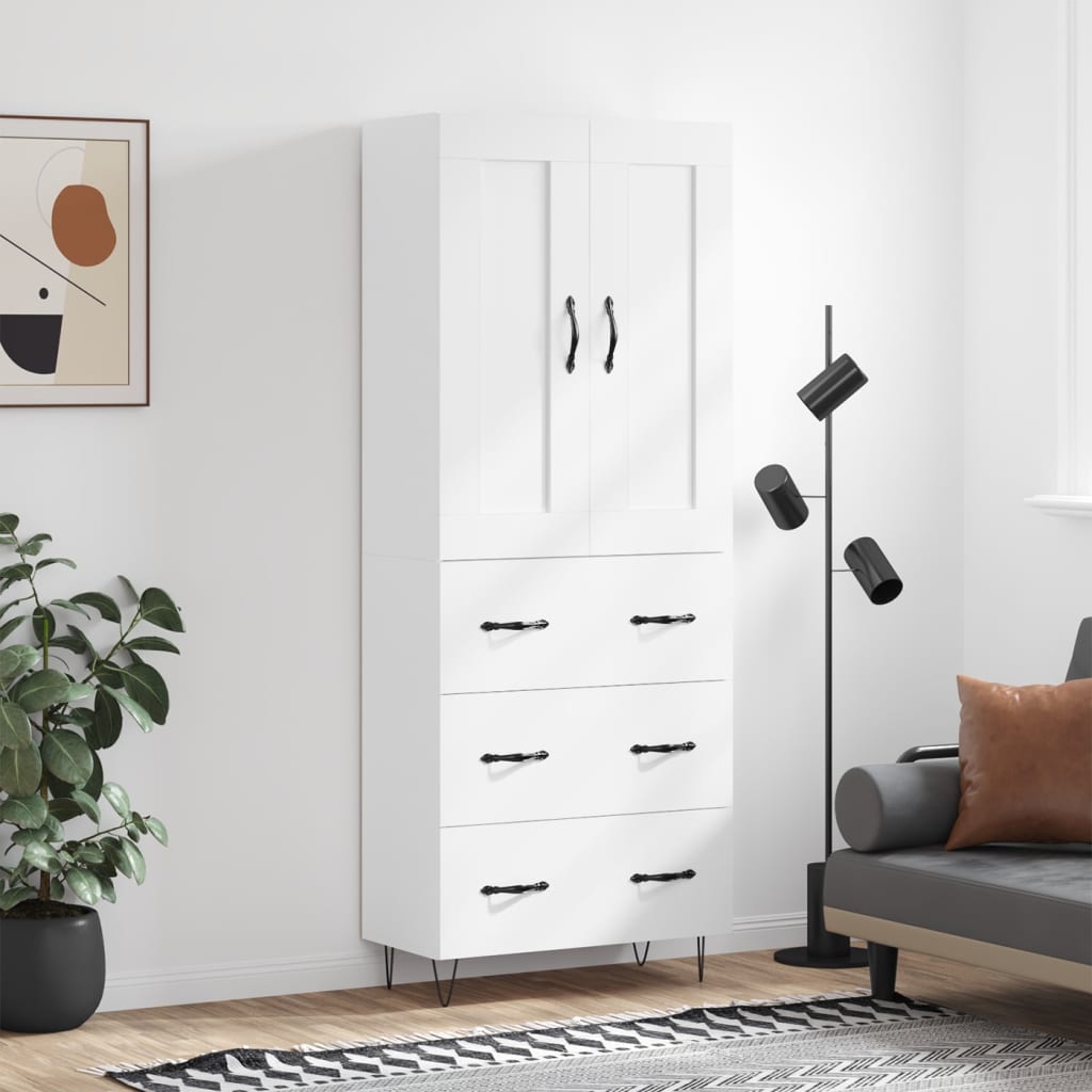 vidaXL Highboard White 69,5x34x180 cm Engineered Wood