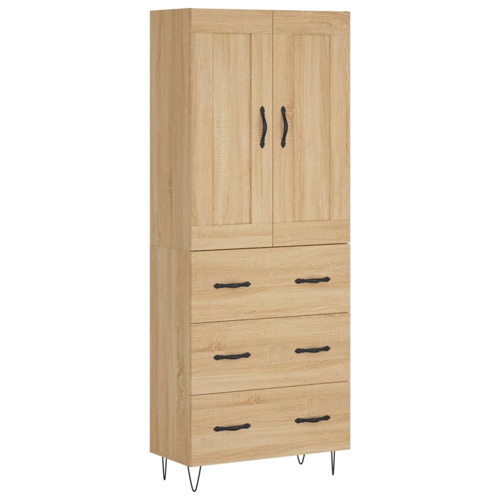 vidaXL Highboard Sonoma Oak 69,5x34x180 cm Engineered Wood
