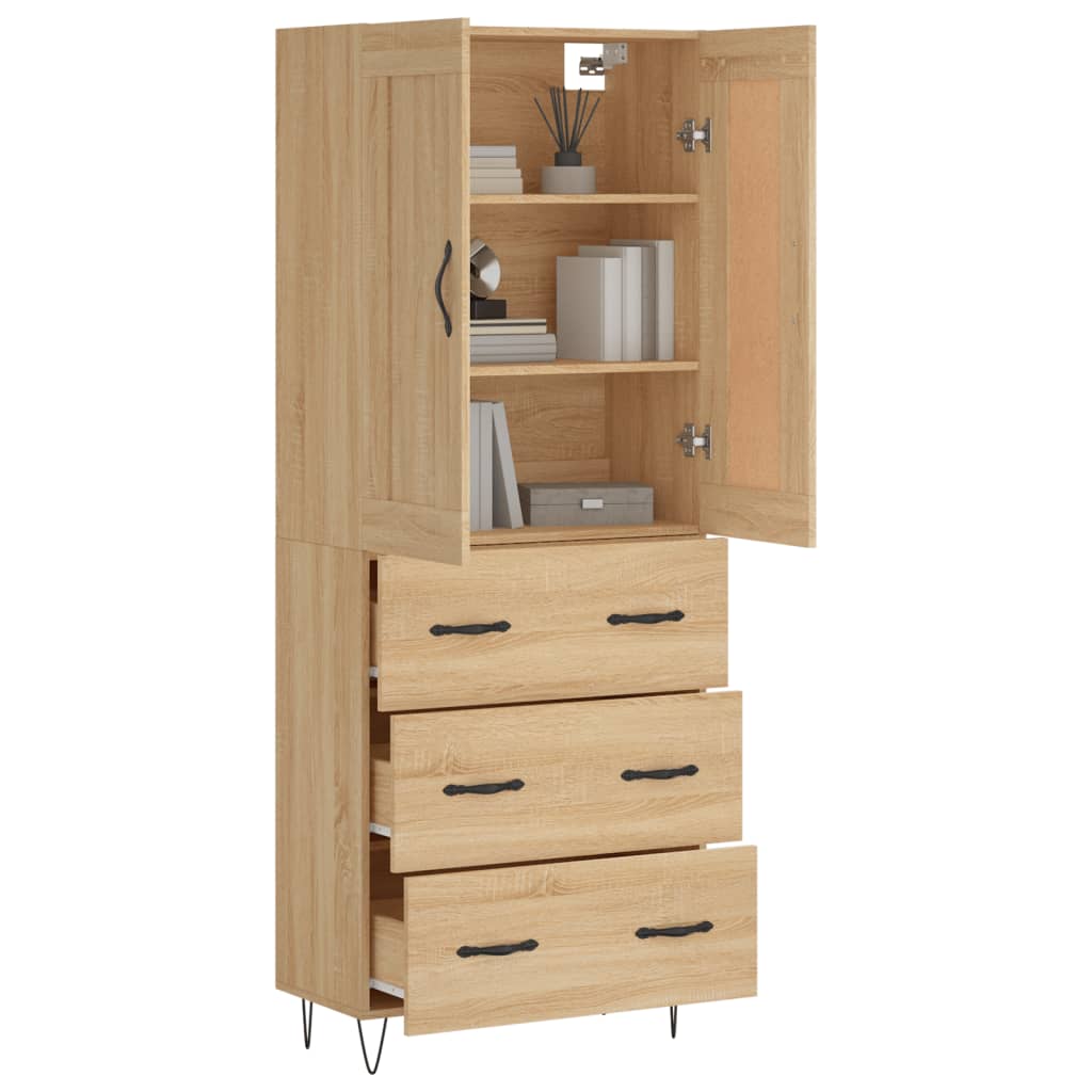 vidaXL Highboard Sonoma Oak 69,5x34x180 cm Engineered Wood