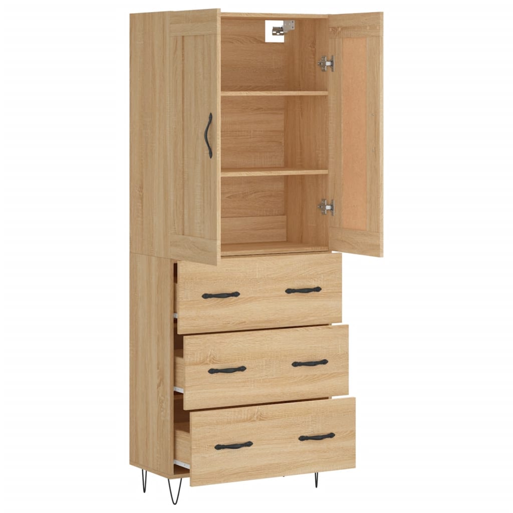 vidaXL Highboard Sonoma Oak 69,5x34x180 cm Engineered Wood