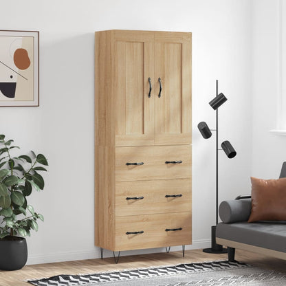 vidaXL Highboard Sonoma Oak 69,5x34x180 cm Engineered Wood