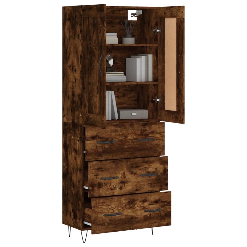 vidaXL Highboard Smoked Oak 69,5x34x180 cm Engineered Wood
