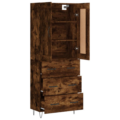 vidaXL Highboard Smoked Oak 69,5x34x180 cm Engineered Wood