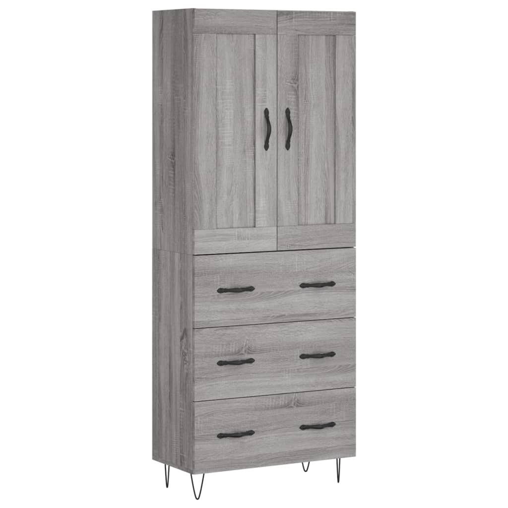 vidaXL Highboard Grey Sonoma 69,5x34x180 cm Engineered Wood