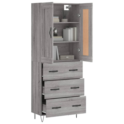 vidaXL Highboard Grey Sonoma 69,5x34x180 cm Engineered Wood