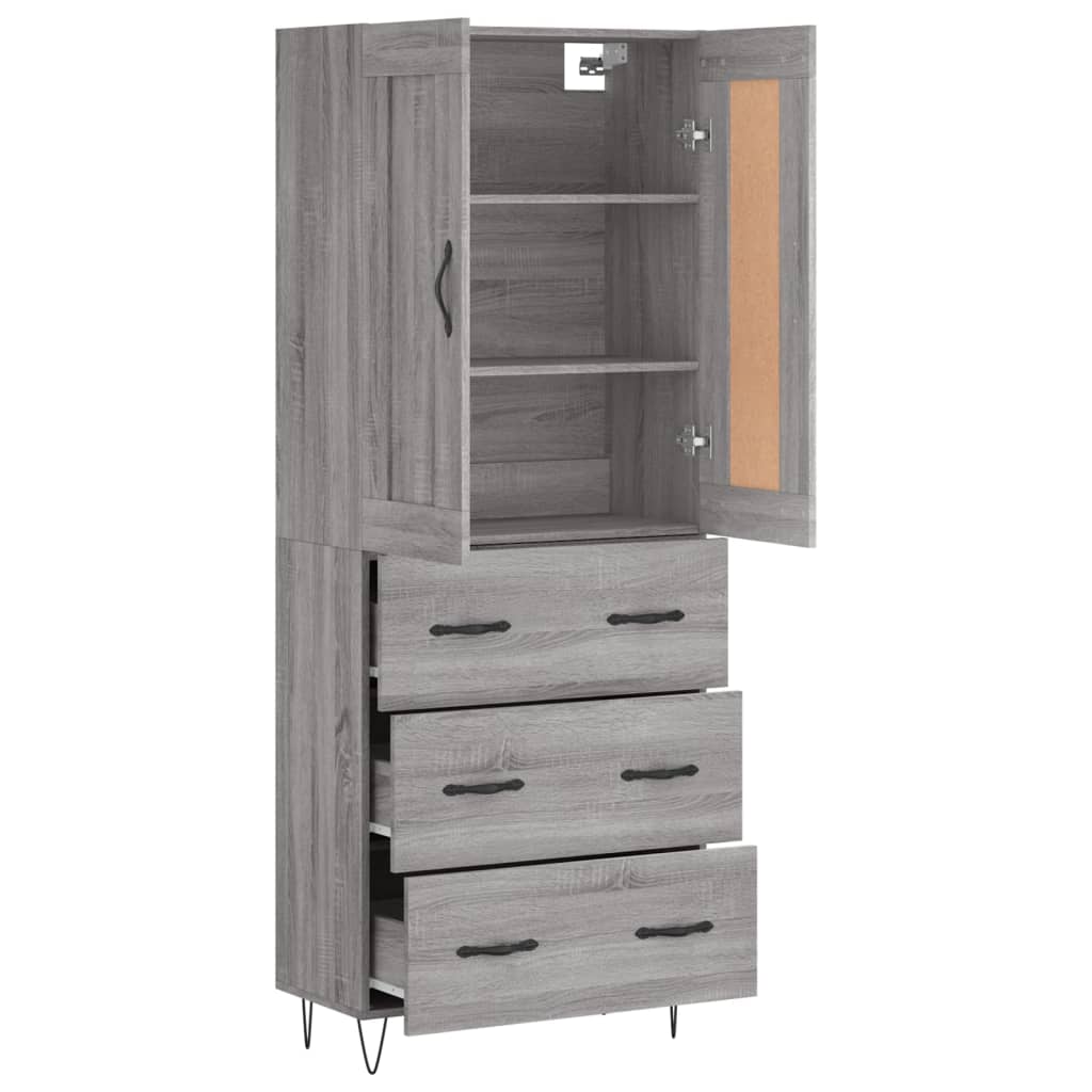 vidaXL Highboard Grey Sonoma 69,5x34x180 cm Engineered Wood