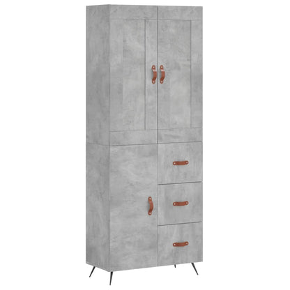 vidaXL Highboard Concrete Grey 69,5x34x180 cm Engineered Wood