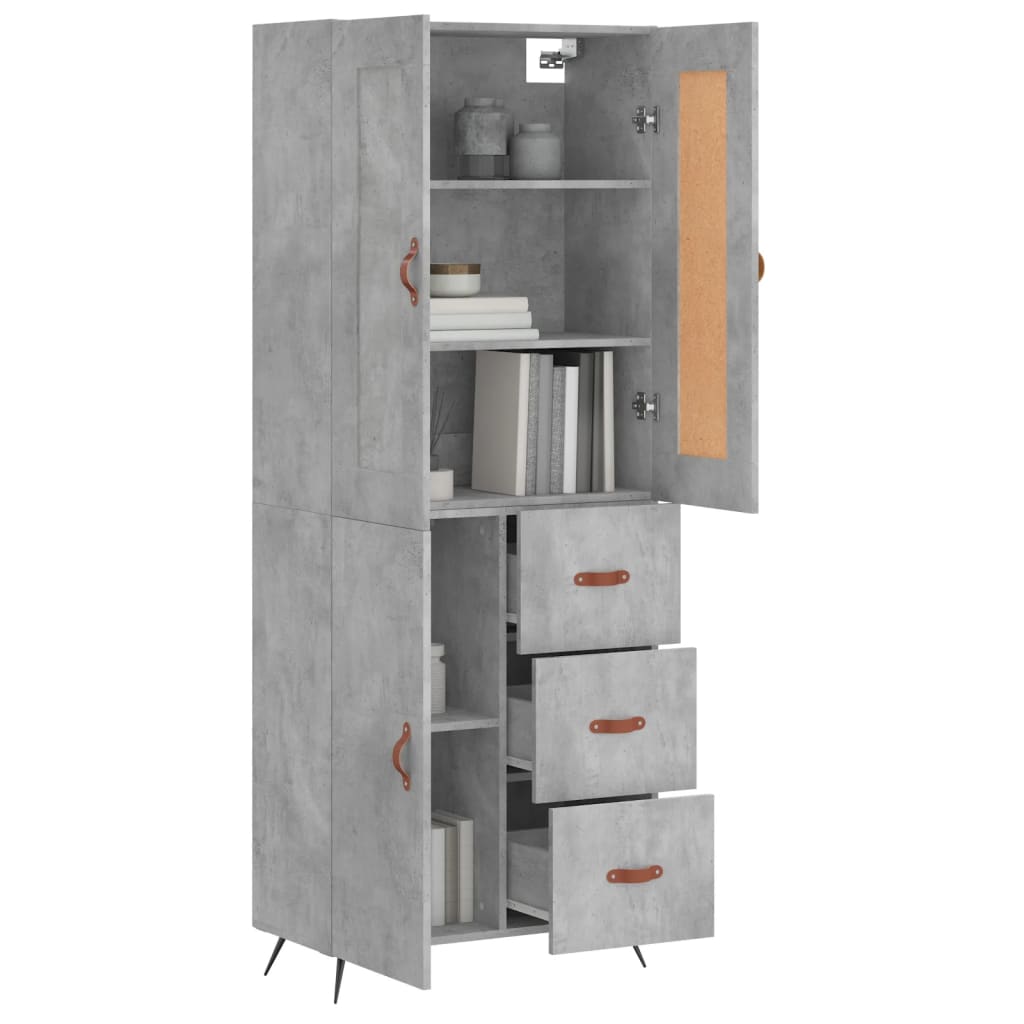 vidaXL Highboard Concrete Grey 69,5x34x180 cm Engineered Wood