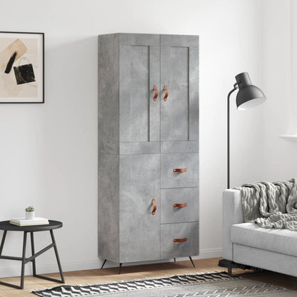 vidaXL Highboard Concrete Grey 69,5x34x180 cm Engineered Wood