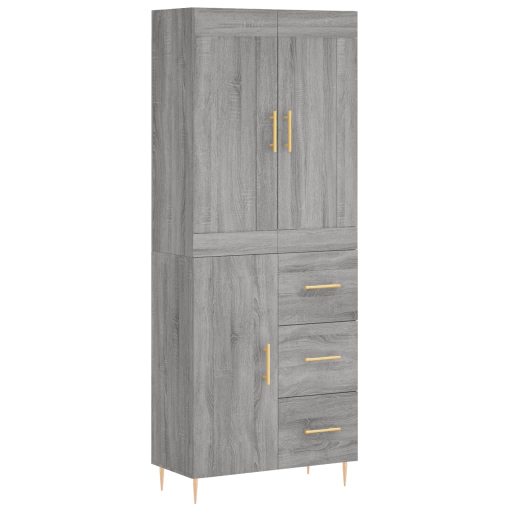 vidaXL Highboard Grey Sonoma 69,5x34x180 cm Engineered Wood