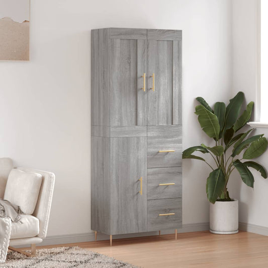 vidaXL Highboard Grey Sonoma 69,5x34x180 cm Engineered Wood