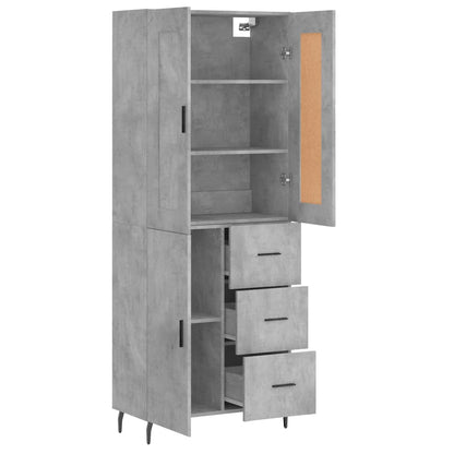 vidaXL Highboard Concrete Grey 69,5x34x180 cm Engineered Wood