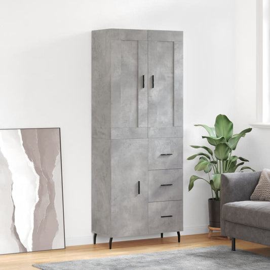 vidaXL Highboard Concrete Grey 69,5x34x180 cm Engineered Wood