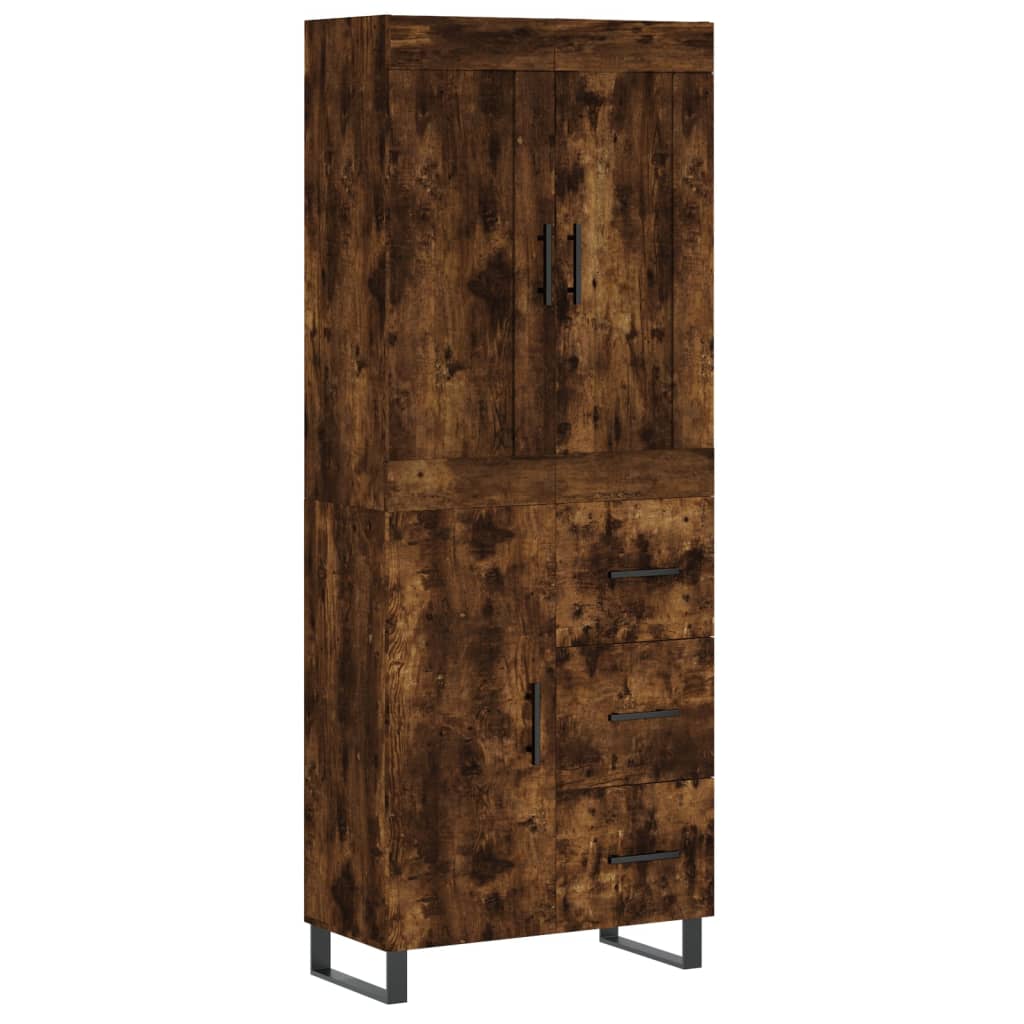 vidaXL Highboard Smoked Oak 69.5x34x180 cm Engineered Wood