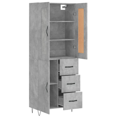 vidaXL Highboard Concrete Grey 69,5x34x180 cm Engineered Wood