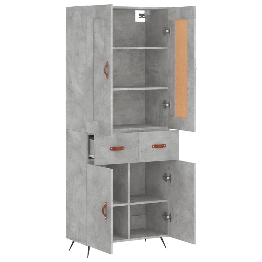 vidaXL Highboard Concrete Grey 69,5x34x180 cm Engineered Wood