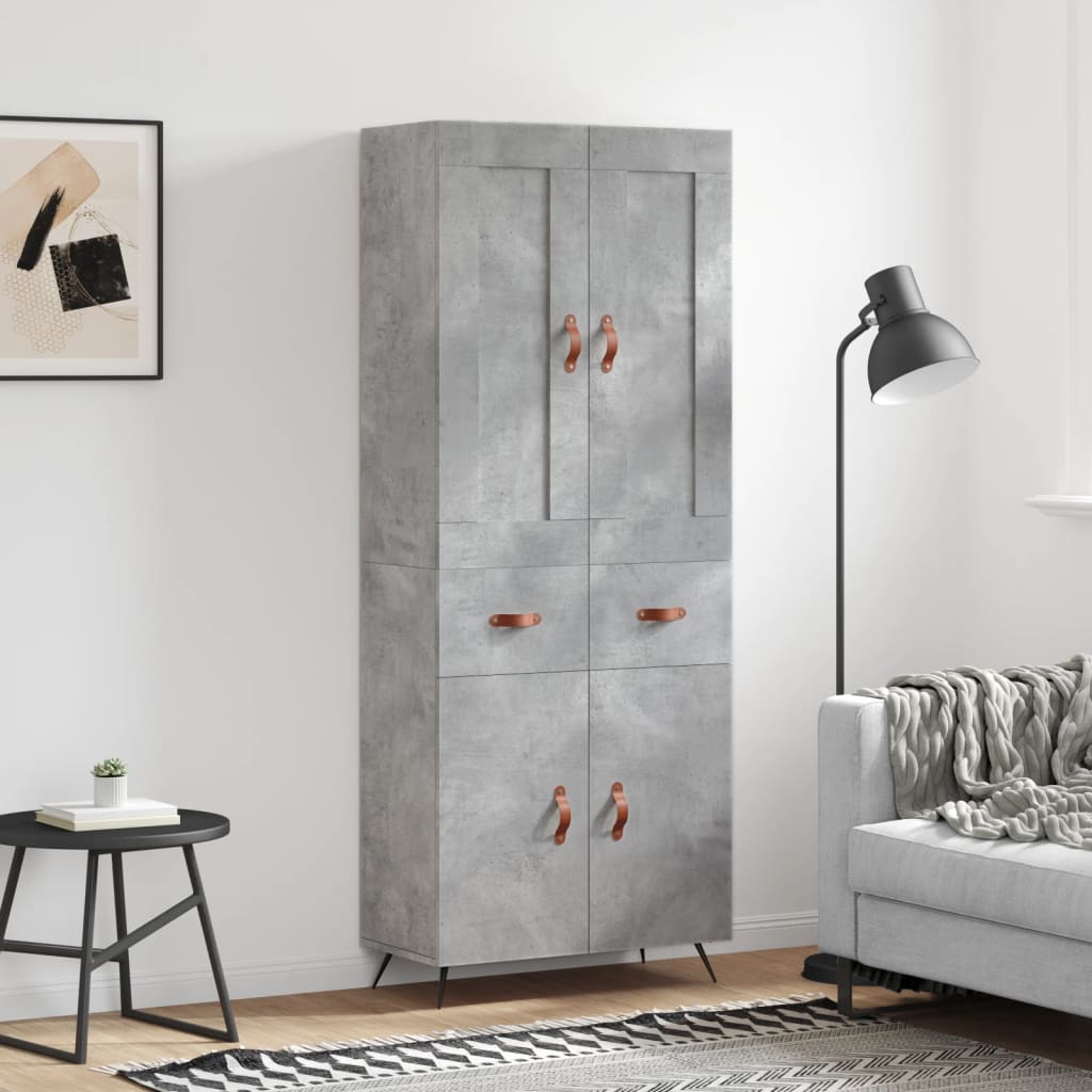 vidaXL Highboard Concrete Grey 69,5x34x180 cm Engineered Wood