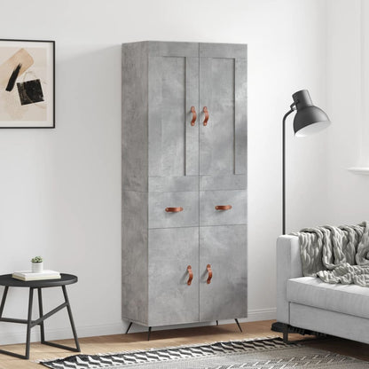vidaXL Highboard Concrete Grey 69,5x34x180 cm Engineered Wood