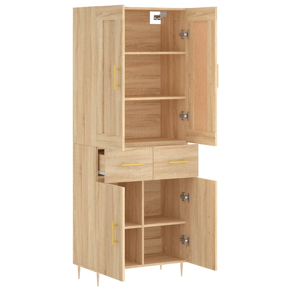 vidaXL Highboard Sonoma Oak 69,5x34x180 cm Engineered Wood