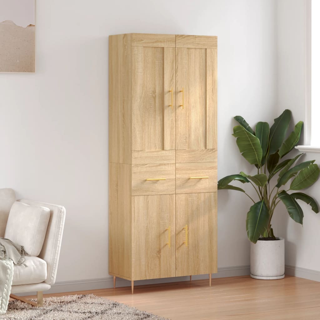 vidaXL Highboard Sonoma Oak 69.5x34x180 cm Engineered Wood