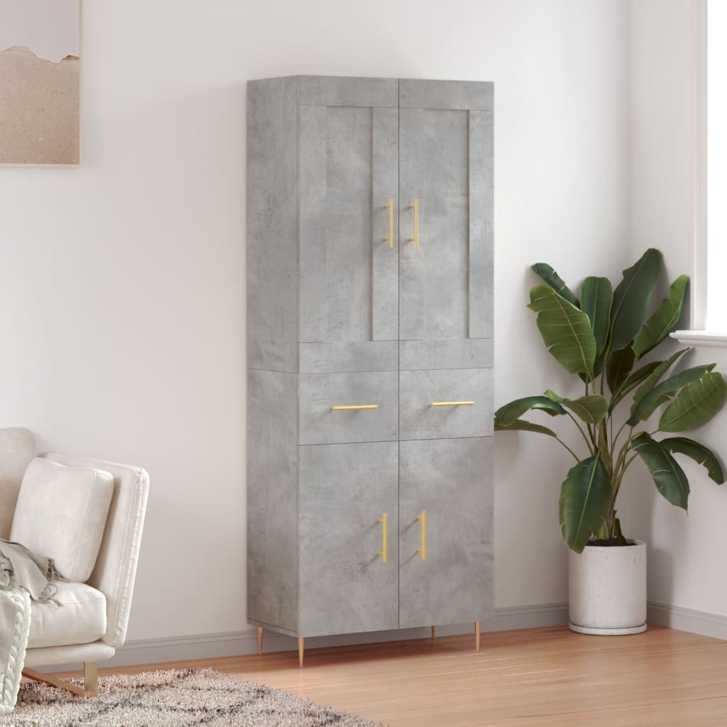 vidaXL Highboard Concrete Grey 69,5x34x180 cm Engineered Wood