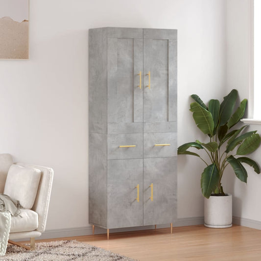 vidaXL Highboard Concrete Grey 69,5x34x180 cm Engineered Wood