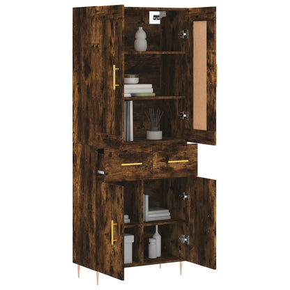 vidaXL Highboard Smoked Oak 69.5x34x180 cm Engineered Wood