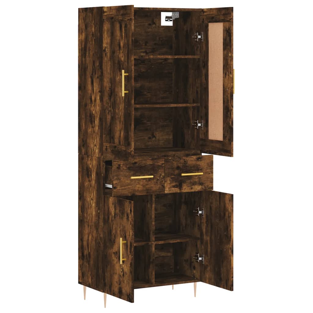 vidaXL Highboard Smoked Oak 69.5x34x180 cm Engineered Wood
