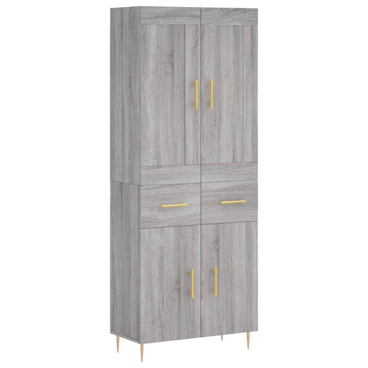 vidaXL Highboard Grey Sonoma 69,5x34x180 cm Engineered Wood