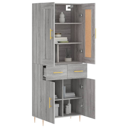 vidaXL Highboard Grey Sonoma 69.5x34x180 cm Engineered Wood