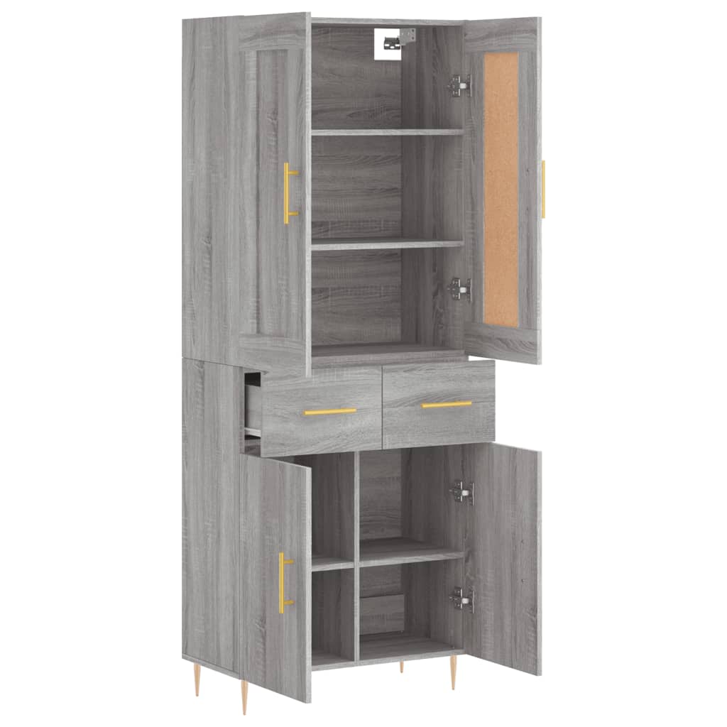 vidaXL Highboard Grey Sonoma 69,5x34x180 cm Engineered Wood