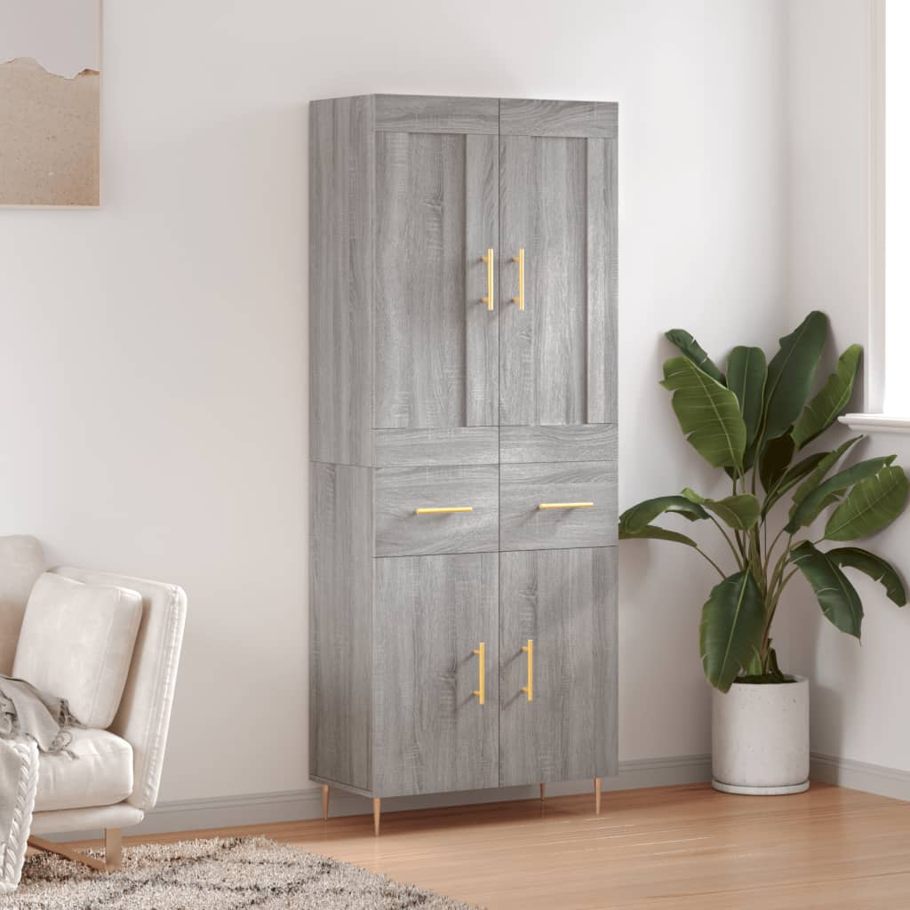 vidaXL Highboard Grey Sonoma 69,5x34x180 cm Engineered Wood