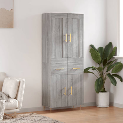 vidaXL Highboard Grey Sonoma 69,5x34x180 cm Engineered Wood