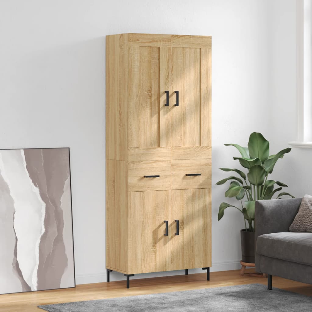 vidaXL Highboard Sonoma Oak 69.5x34x180 cm Engineered Wood